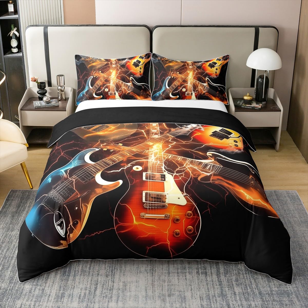 Housse de couette coton anti transpiration pour lit enfant style rock original