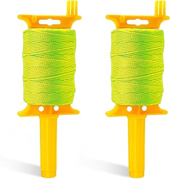 2 Pack Mason Line with Handle,540ft #18 Braided Nylon Mason Line for Gardening Yellow, Large