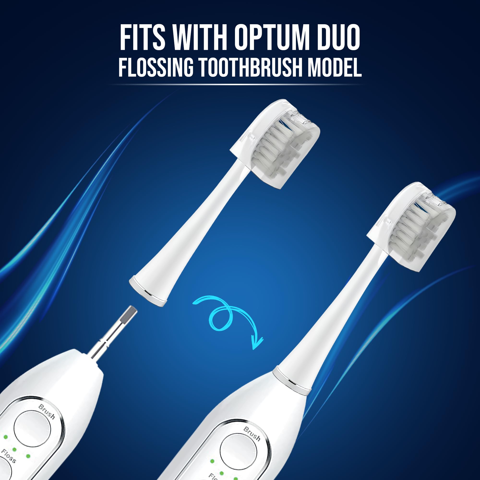 Cabezales de repuesto para cepillo de dientes con hilo dental, 2 unidades, combo de hilo dental eléctrico 2 en 1, cepillo de dientes sónico con vibraciones de 40 K y hilo dental de alta
