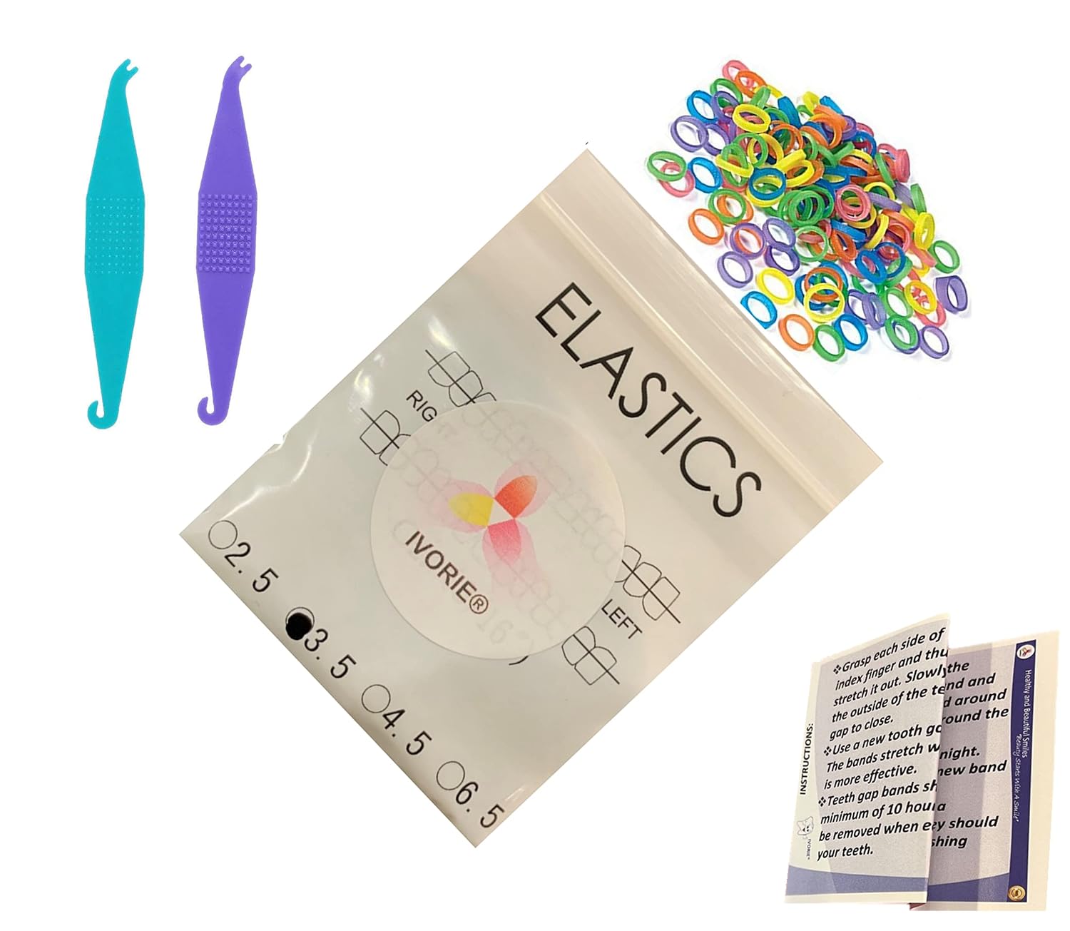 Dental Ortho Elastic Rubber Bands Mixed Colors 100 Pack