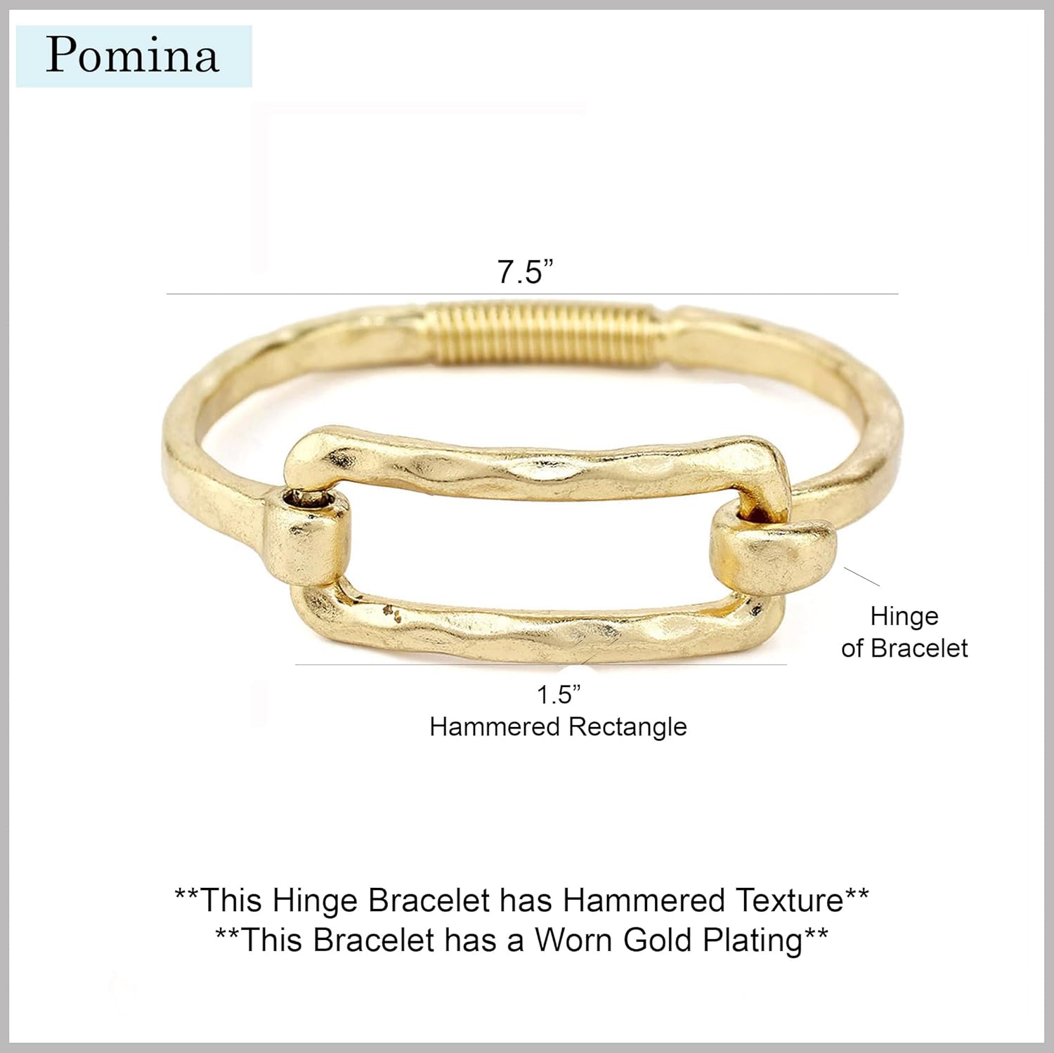 POMINA Chunky Fashion Bangle Bracelet for Women, Hammered Worn Gold & Silver Tone, Unique Style Spring Tension Hook Cuff Fashion Jewelry Gift - Image 7
