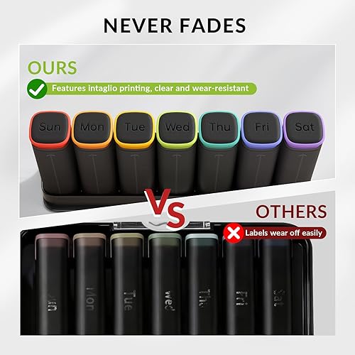 Miniatura 6 de KOVIUU Organizador semanal de pastillas 3 veces al día, estuche de píldoras desmontable de 7 días, estuche de píldoras grande 3 veces al día,