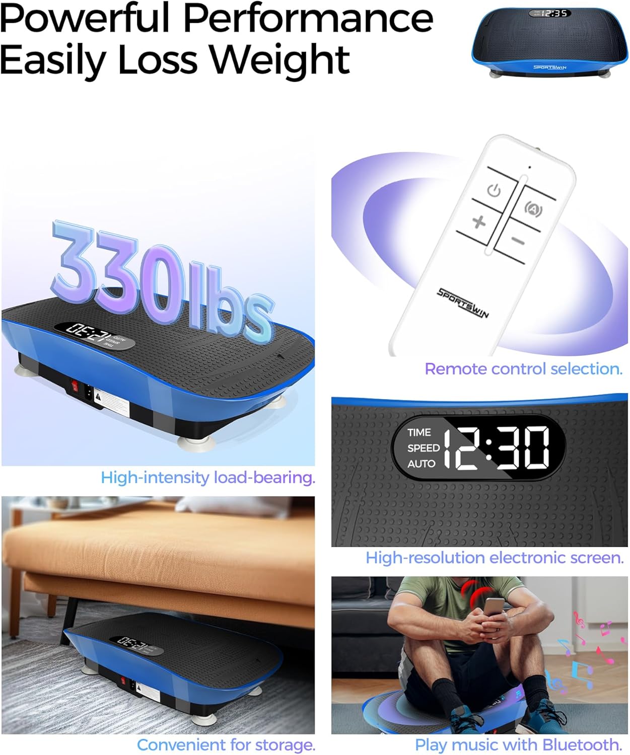 Vibration Plate Exercise Machine, Fitness Platform Shaking Full Body, Vibration Plate for Lymphatic Drainage,Motor Speed Control , Home Training Equipment for Weight Loss  Toning