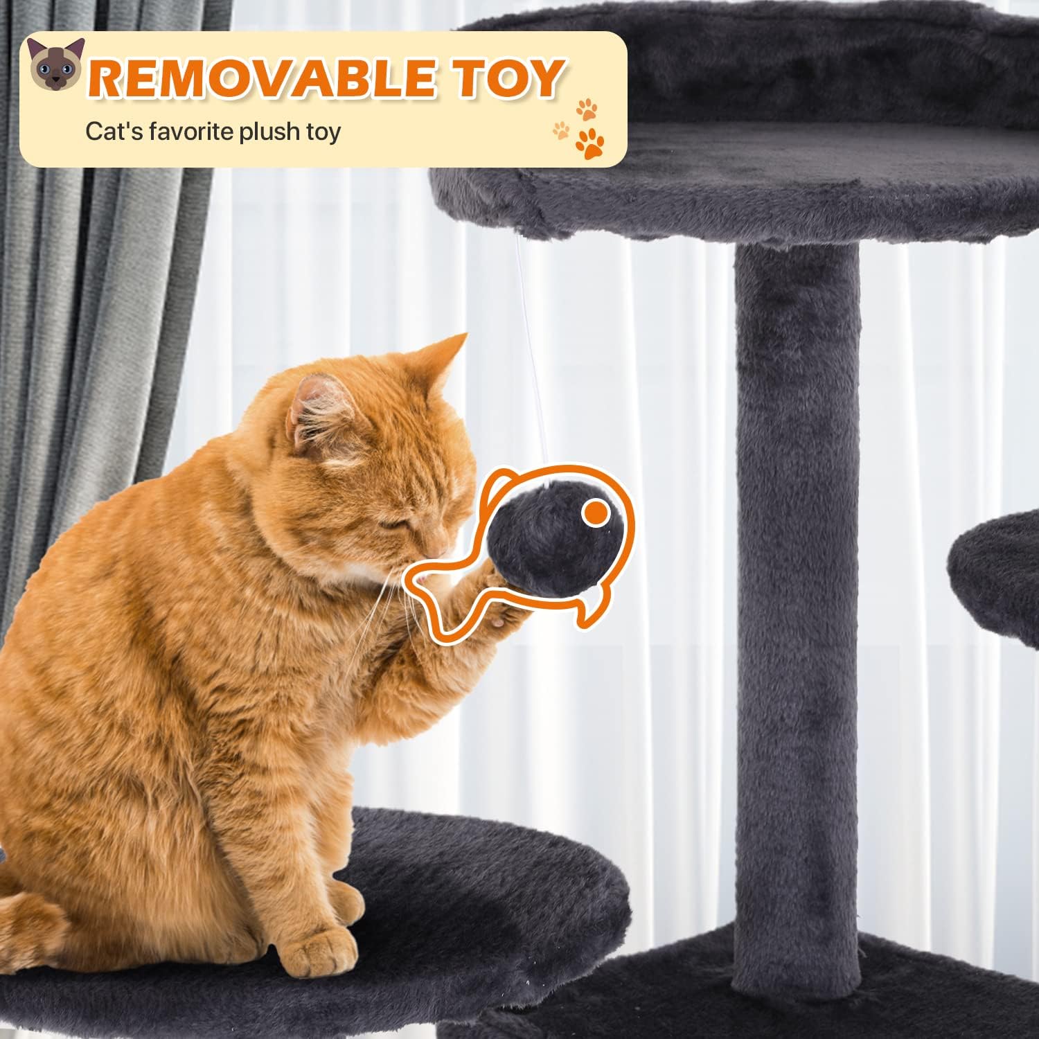 70 Inch Light Gray Cat Tree, Tall Cat Tower with 2 Condos, 3 Scratching Posts, Multi-Level Platforms - Sturdy Climbing Structure Tall Cat Tower for Indoor Cats