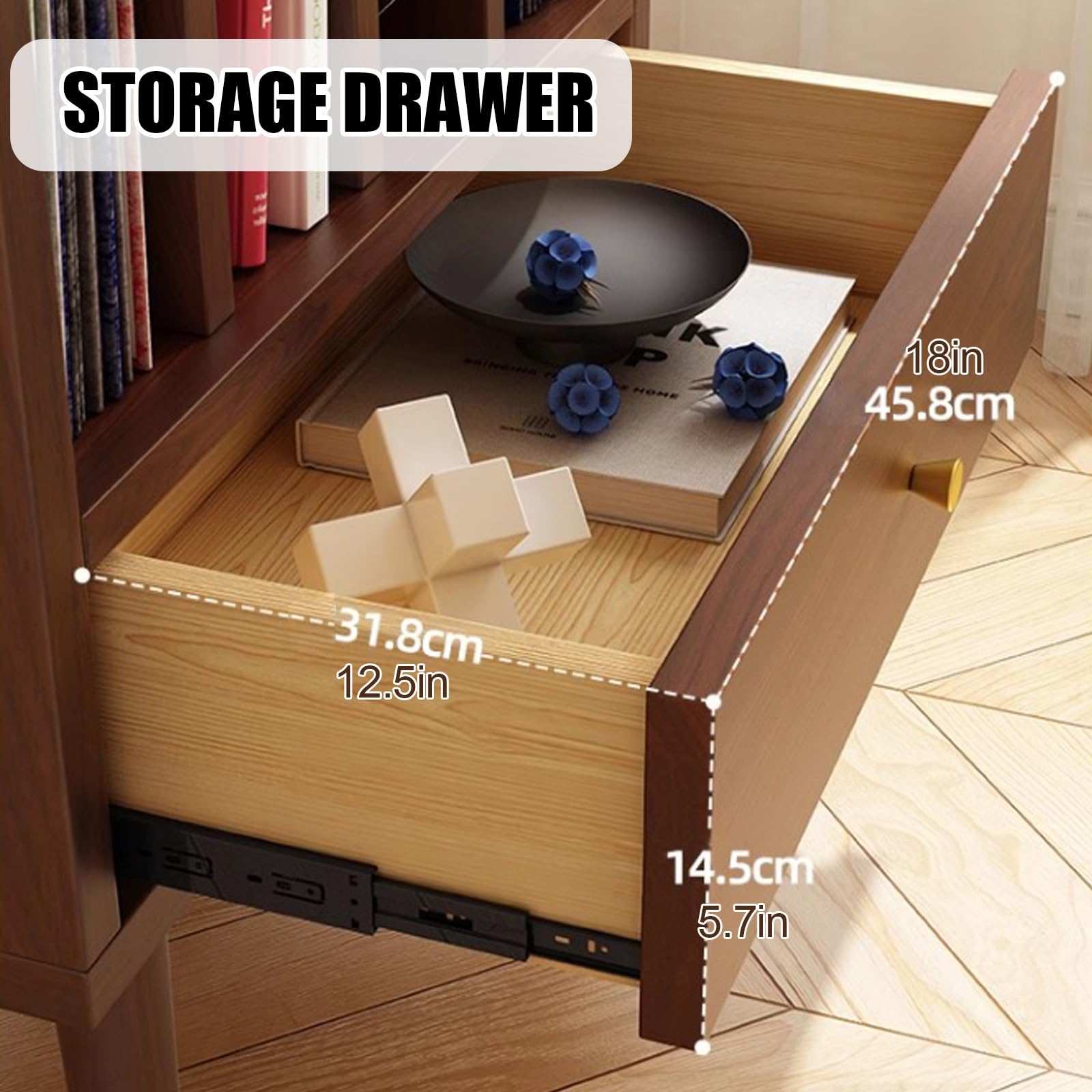 Stojak na płyty winylowe – stojak na płyty retro z szufladą do przechowywania, idealny do salonu i sypialni, pomieści płyty winylowe i konsole do gier (czarny)