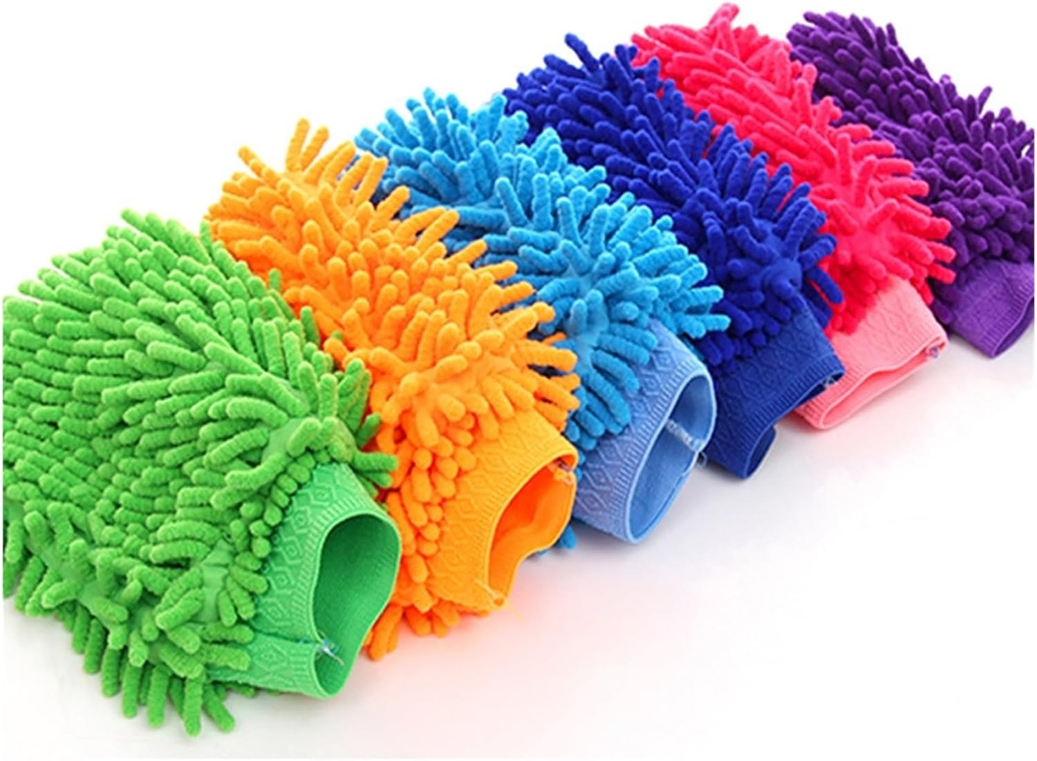 Compatible for Microfiber Car Wash Double Sided Chenille Auto Gloves Density Sponge Scratch Cleaning(6pcs)