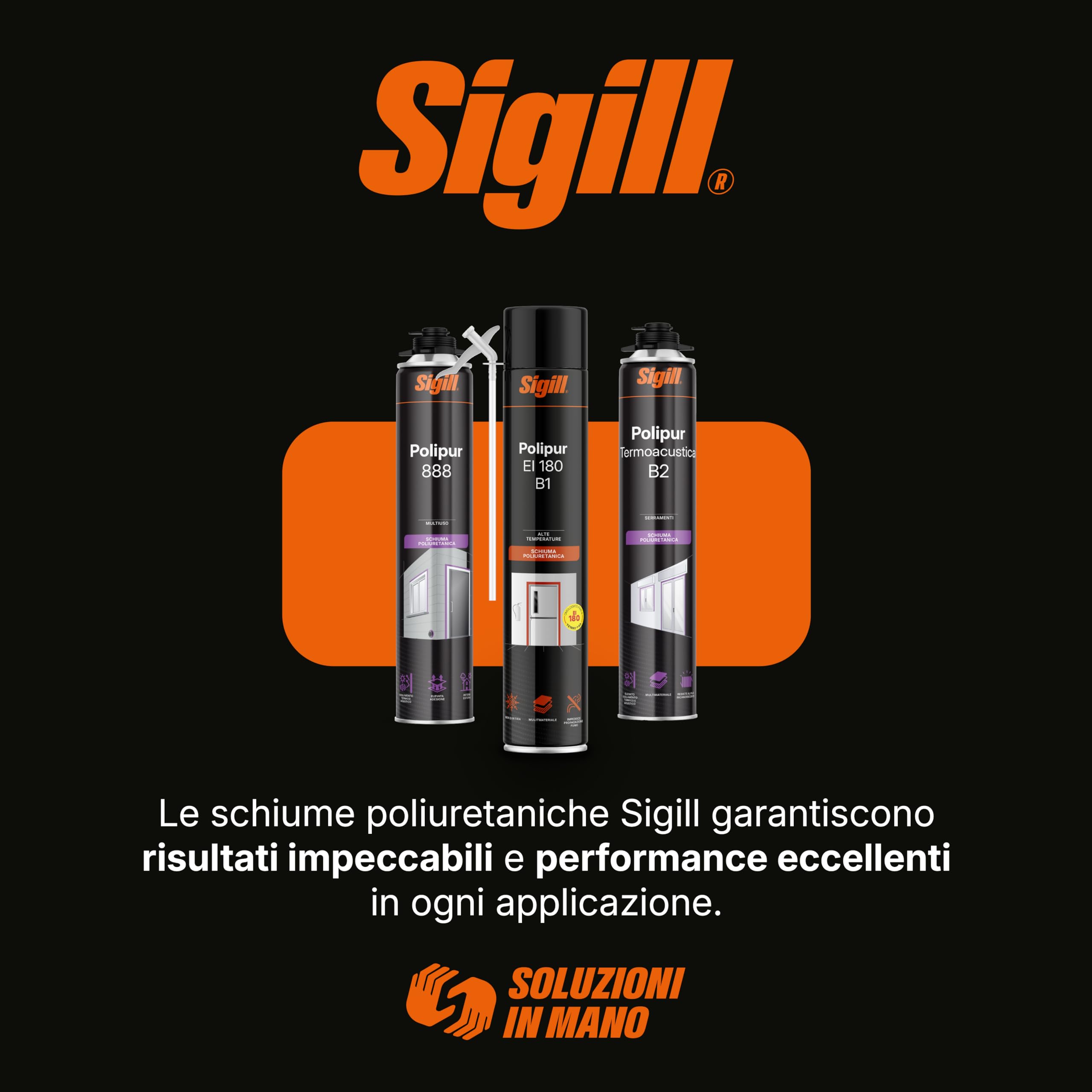SIGILL, Polipur 888, Schiuma Poliuretanica Monocomponente per l'Isolamento e Assemblaggio, per l'Applicazione Manuale o con Pistola, Ideata per Fissare Telai, Pareti Divisorie ecc., 500 ml