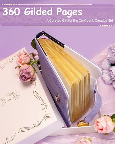 Miniatura 3 de Agenda con candado y llaves para niñas, ideas de regalo para niñas, diario de 360 páginas con bordes dorados para mujeres, cuaderno recargable B6
