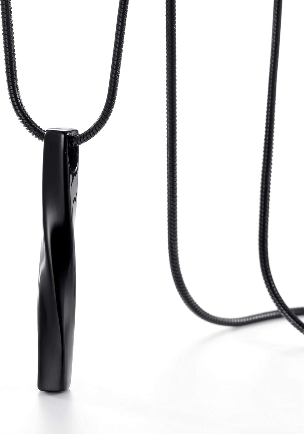 Stainless Steel Pendant Necklace for Men and Women, Unisex Twisted Cube Bar Pendant with Link Chain - Image 3