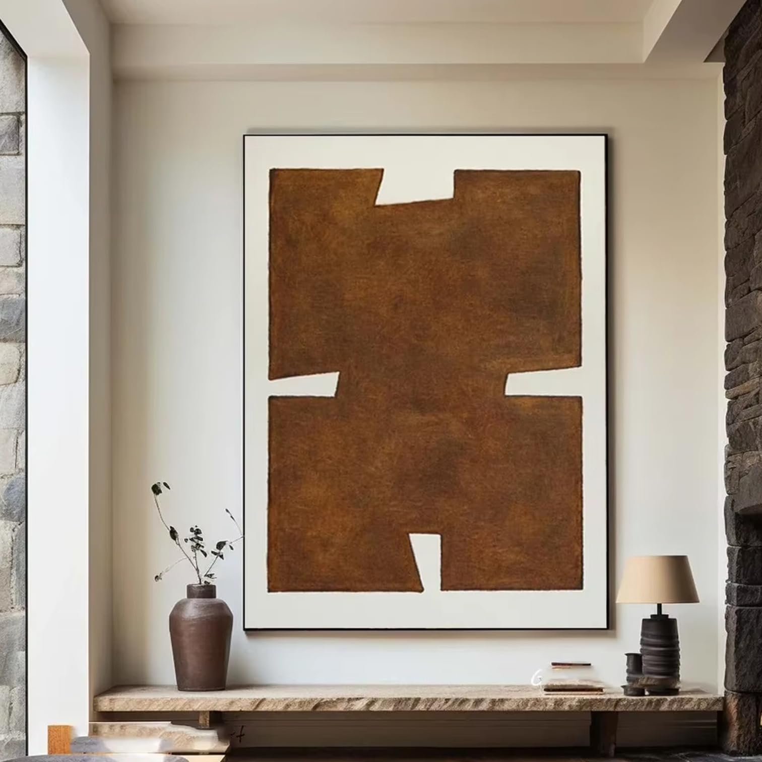 DFZEWKI Beige and Brown Abstract Beige Canvas Wall Art Canvas Prints Artwork for Living Room Home Decor(70x100cm(28x39in)/No frame)