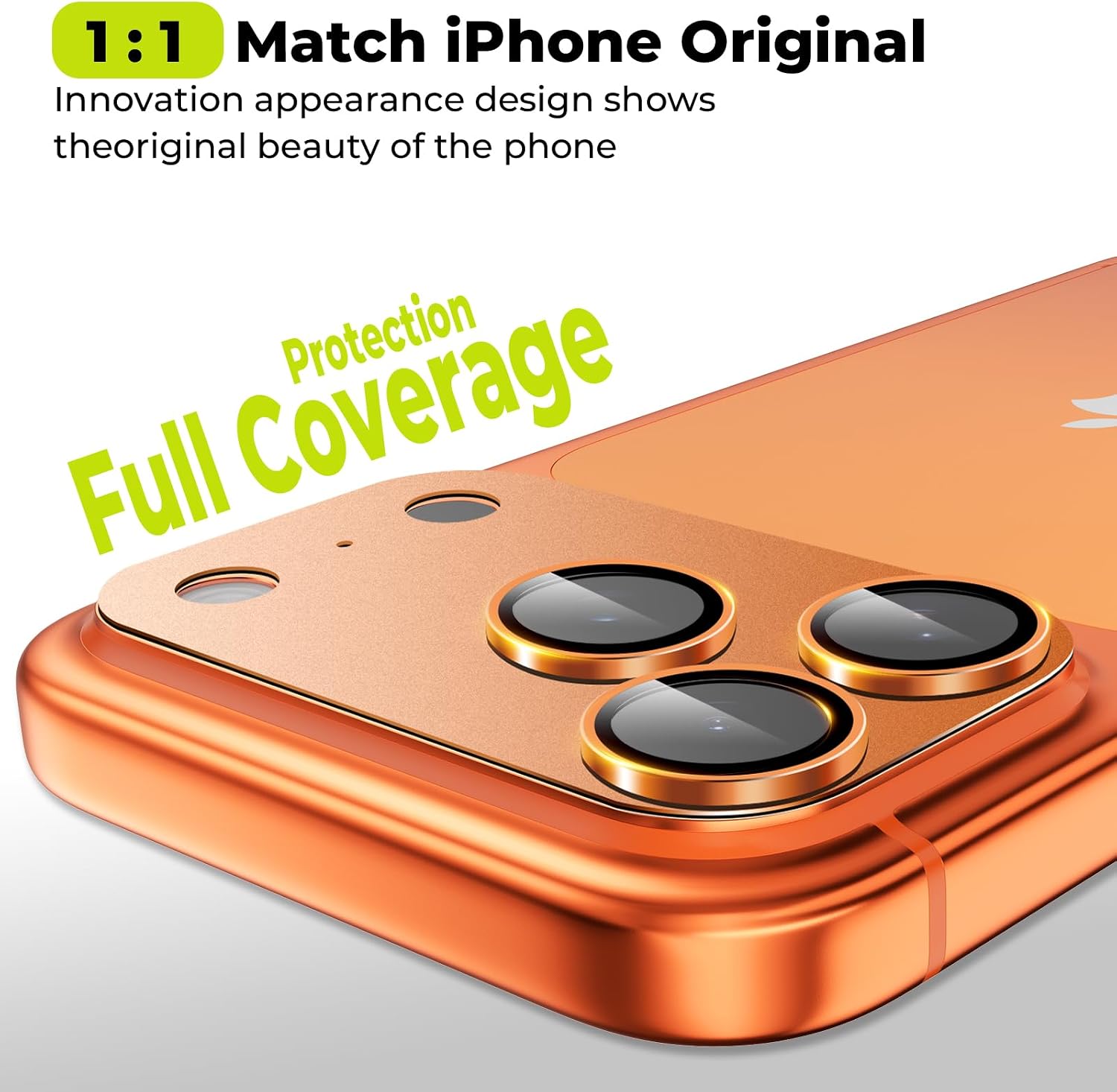 2-Pack for iPhone 17 Pro Max Camera Lens Protector - [Not Easy to Break] [Strong Adsorption] [Case-Friendly] Metal Aluminum Alloy Tempered Glass Rear Camera Screen Protector - Titanium Orange