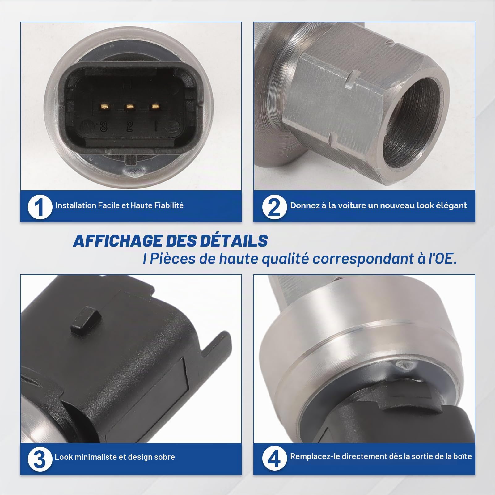 Pressostat Bouton Interrupteur Climatisation 3 pins Compatible avec BERLINGO C3 C4 C5 307 407 607 5008 PARTNER 6455Z3 9878362280 9647971280 Capteur Pression Climatisation