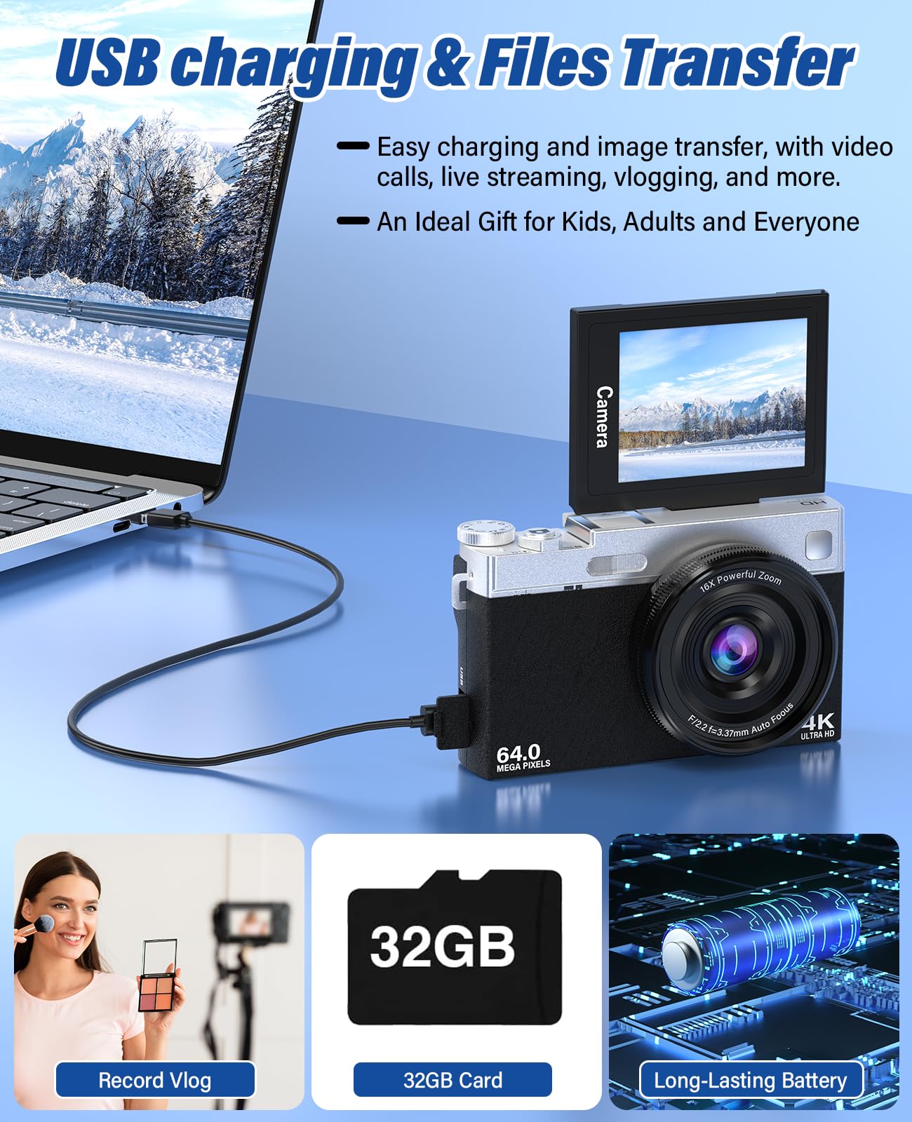 Amazon.com: 2025 New 4K Digital Camera for Photography and
