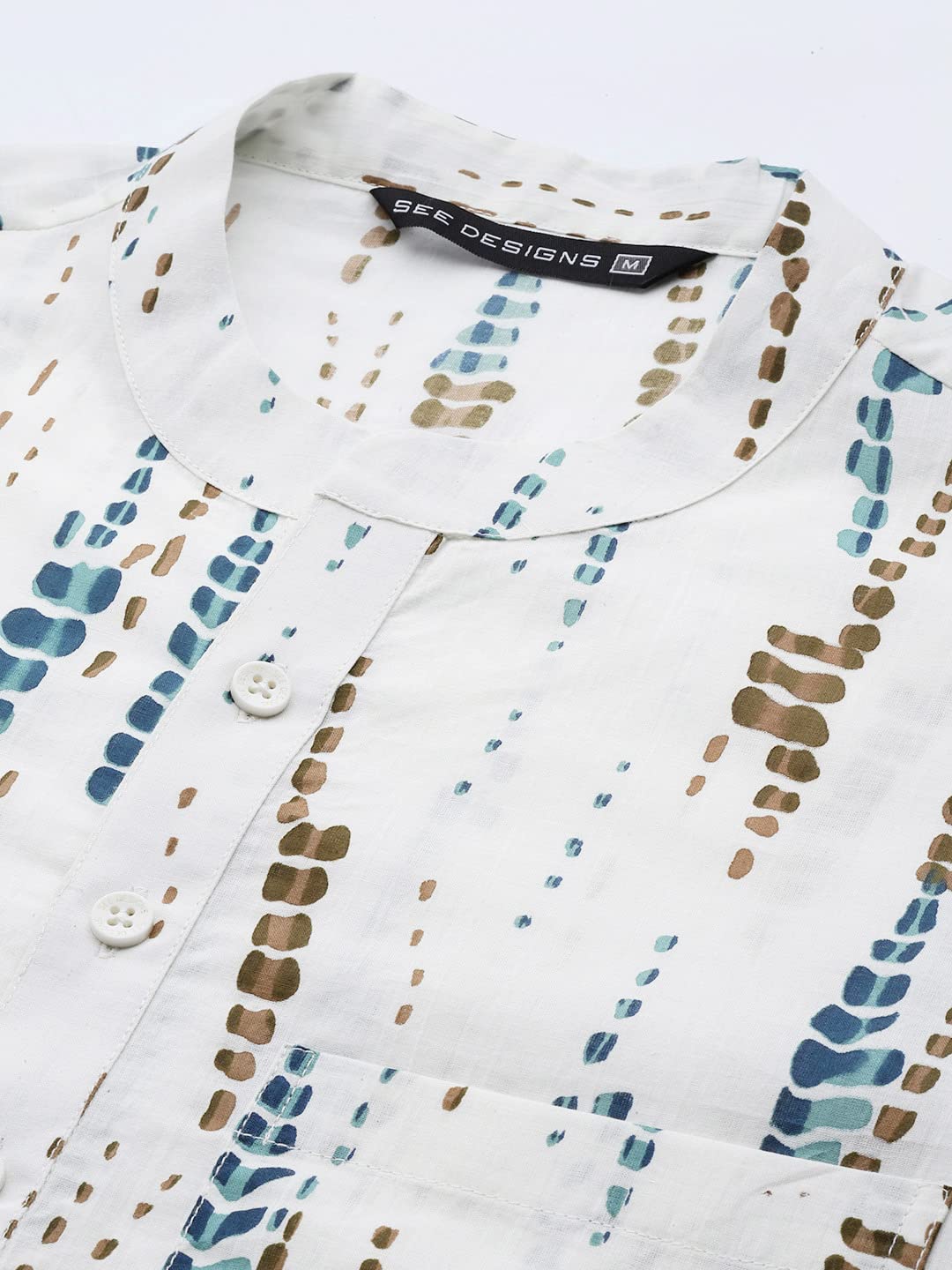 See Designs Men White Multi Tie And Dye Print Design Straight Kurta_Sdkt1116Xxl