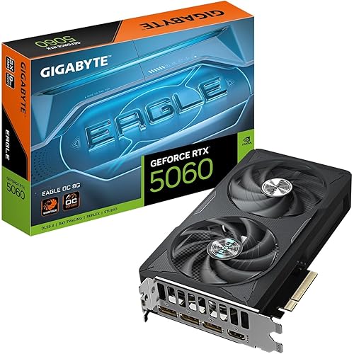 GIGABYTE GeForce RTX 5060 Eagle OC 8G Graphics Card, 8GB 128-bit GDDR7, PCIe 5.0, WINDFORCE Cooling System, GV-N5060EAGLE OC-8GD Video Card