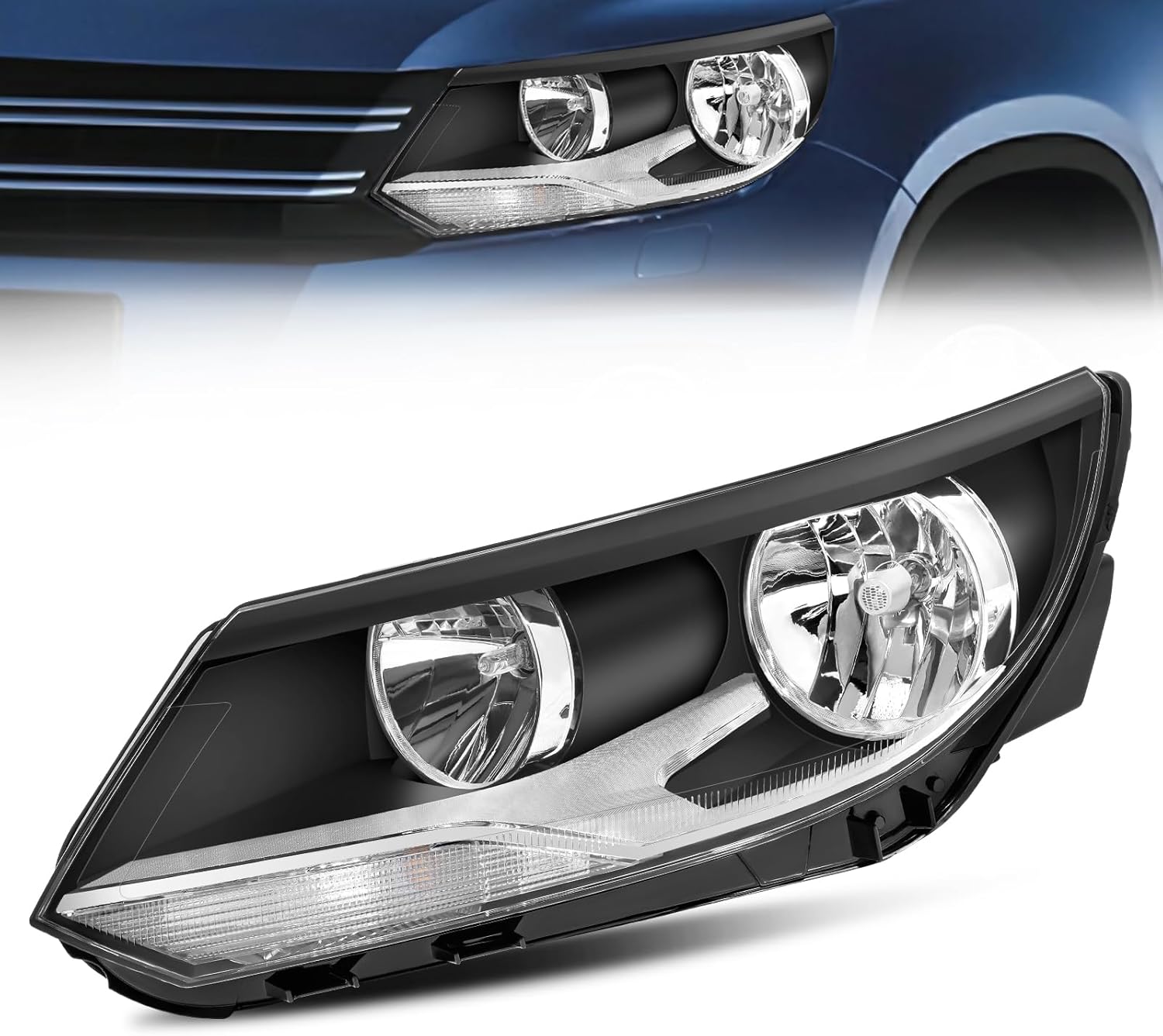 ELH Headlight Assembly Compatible With 2012-2017 12-17 Volkswagen Tiguan 2012 2013 2014 2015 2016 2017 12 13 14 15 16 17 Volkswagen Tiguan Headlamp Left Side