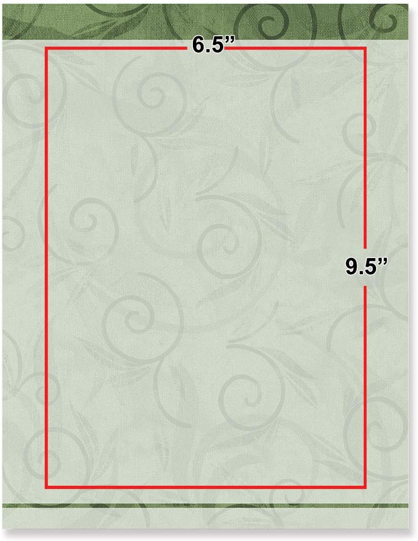 PaperDirect Viridian Scroll Theme Paper Stationery, Border Paper, Letterhead 8.5 x 11, 100 sheets, Elegant Premium Writing Paper, Decorative Printer Paper