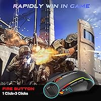 Vista 4 de Redragon Mouse para juegos, mouse para juegos con cable con retroiluminación RGB, 8000 DPI ajustable, mouse con 9 botones macro programables y botón