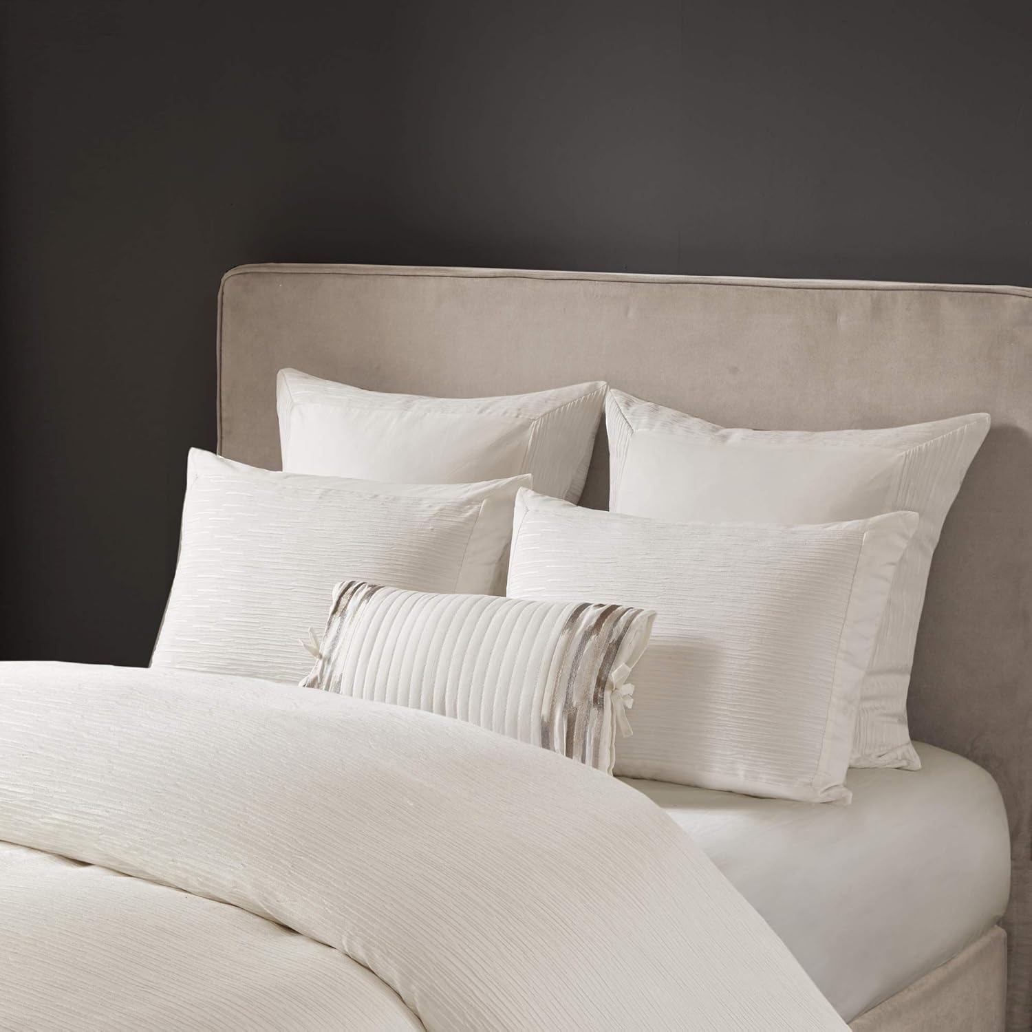 N Natori Hanae Single Quilted Euro Sham - Super Soft Machine Washable European Square Decorative Pillow Cover, Hidden Zipper Closure (Pillow Insert NOT Included), 26"x26", Yarn Dyed White