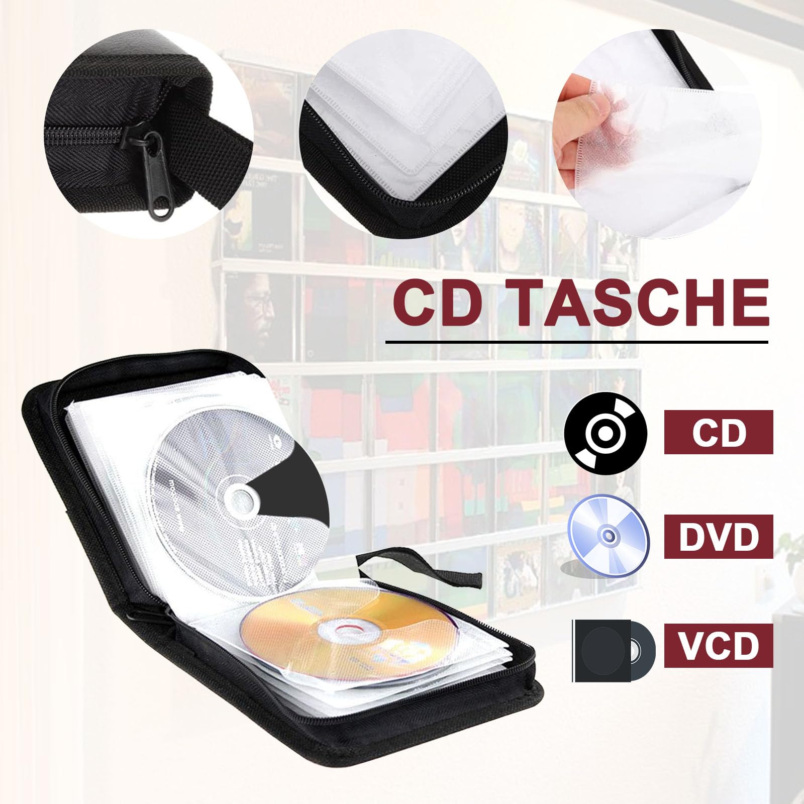 Sac De Rangement Pour CD Voiture - 40 Poches, Tissu Oxford Résistant, Plusieurs Couleurs - 8