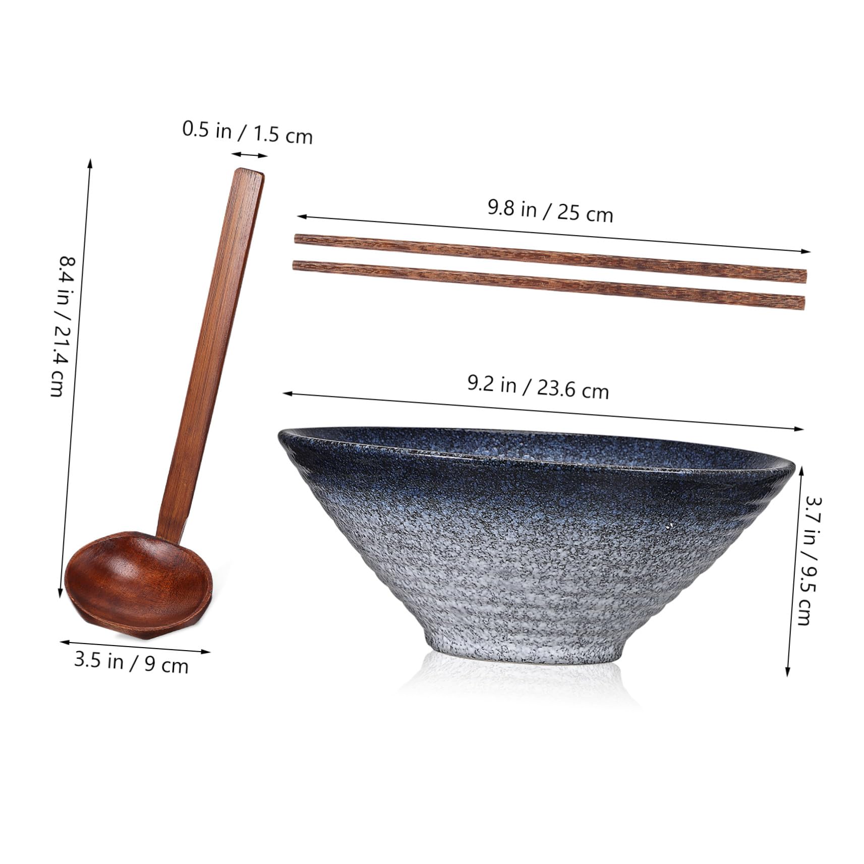Cabilock Bol à Ramen Japonais Céramique avec Baguettes et Cuillère Antidérapante Résistante Micro-ondes et Lave- pour Nouilles et Maison