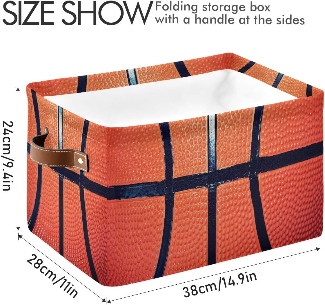 Storage Basket Cube Sport Ball Basketball Large Collapsible Toys Storage Box Bin Laundry Organizer for Closet Shelf Nursery Kids Bedroom,15x11x9.5 in,2 Pack