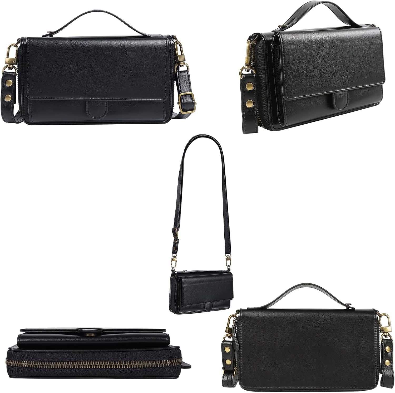 Lacass for iPhone 17 Air Detachable Crossbody Wallet Case, Compatible with MagSafe Magnetic 2 in 1 RFID Blocking PU Leather Wallet Cover Card Holder Zipper Make Up Mirror (Black) - Image 2