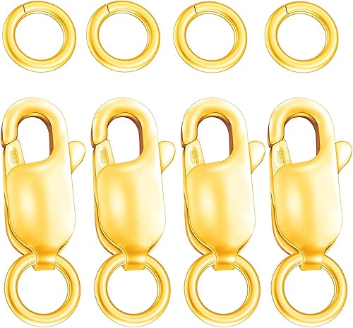 Miniatura 20 de Dailyacc Cierres de pinza de langosta para hacer joyas, oro y plata con anillos de salto, cierres seguros para collares, pulseras, manualidades