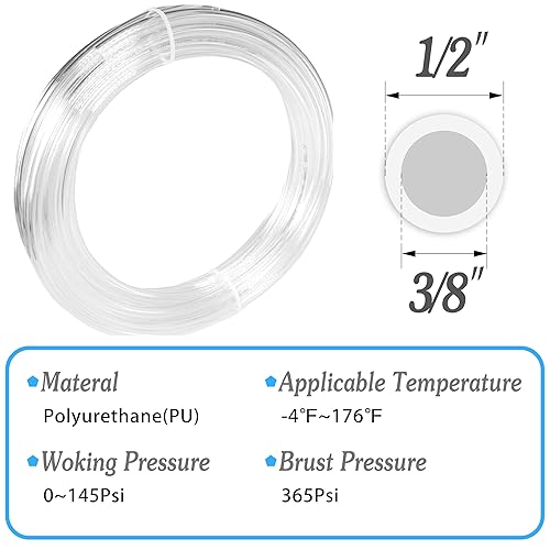 Miniatura 22 de Pneumatic Tubing 1/2"OD PU Air Tubing Pipe Hose Blue Air Compressor PU Line Hose Tube For Air Tubing Or Fluid Transfer 10 Meter 32.8 Feet