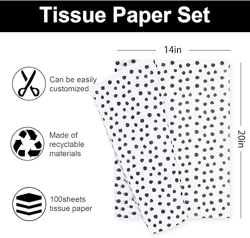 Miniatura 2 de Whaline 100 piezas de papel de seda blanco y negro para dibujar a mano, papel de embalaje de regalo, papel de bricolaje para cumpleaños, boda, baby