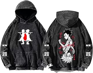 Anime HxH Killua GON kurapika hisoka friendship washed acid gray Hoodie 17