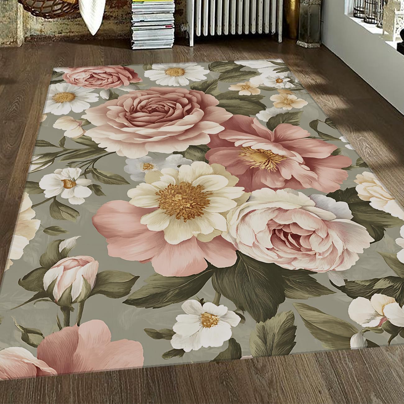 Tapis Vintage Floral Marguerites 160x200 pour Entrée Cosy