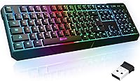 KLIM Chroma Wireless Gaming Keyboard RGB Backlit Rechargeable Spill-Resistant PC PS4 PS5 Xbox Mac Compatible Black