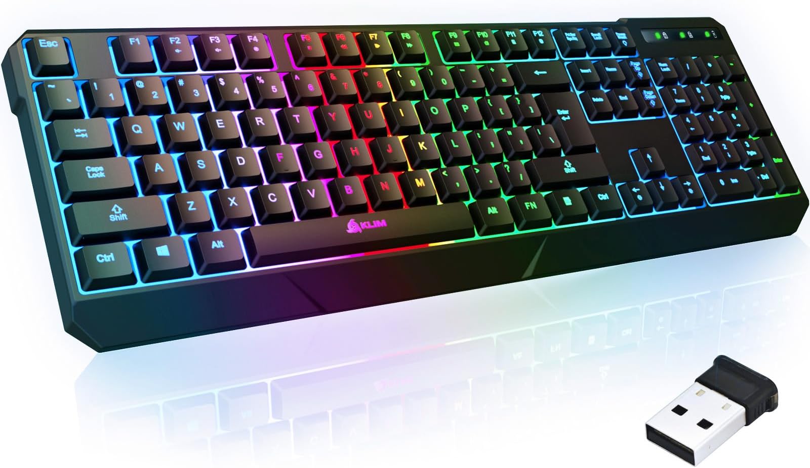 KLIM Chroma Rechargeable Wireless Gaming Keyboard + Slim, Durable, Ergonomic, Quiet, Waterproof, Silent Keys + Backlit Wireless Keyboard for PC PS4 Xbox One Mac + Teclado Gamer + New 2020 Version