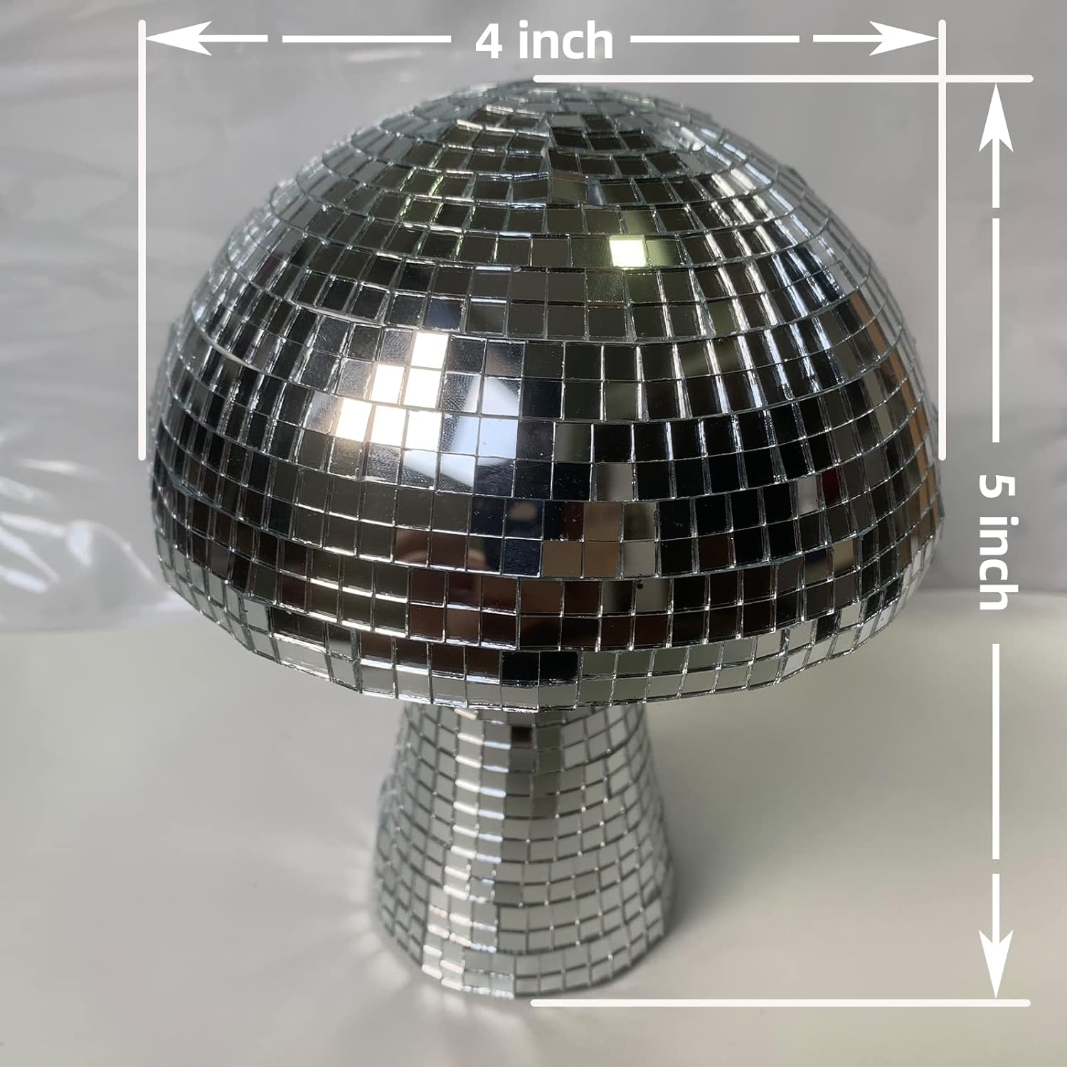 Mushroom Disco Ball for bar, Party, Room, Table Decor - Mirror Disco Ball Mushroom Shape Home Art Decorations (Silver 5 inch)