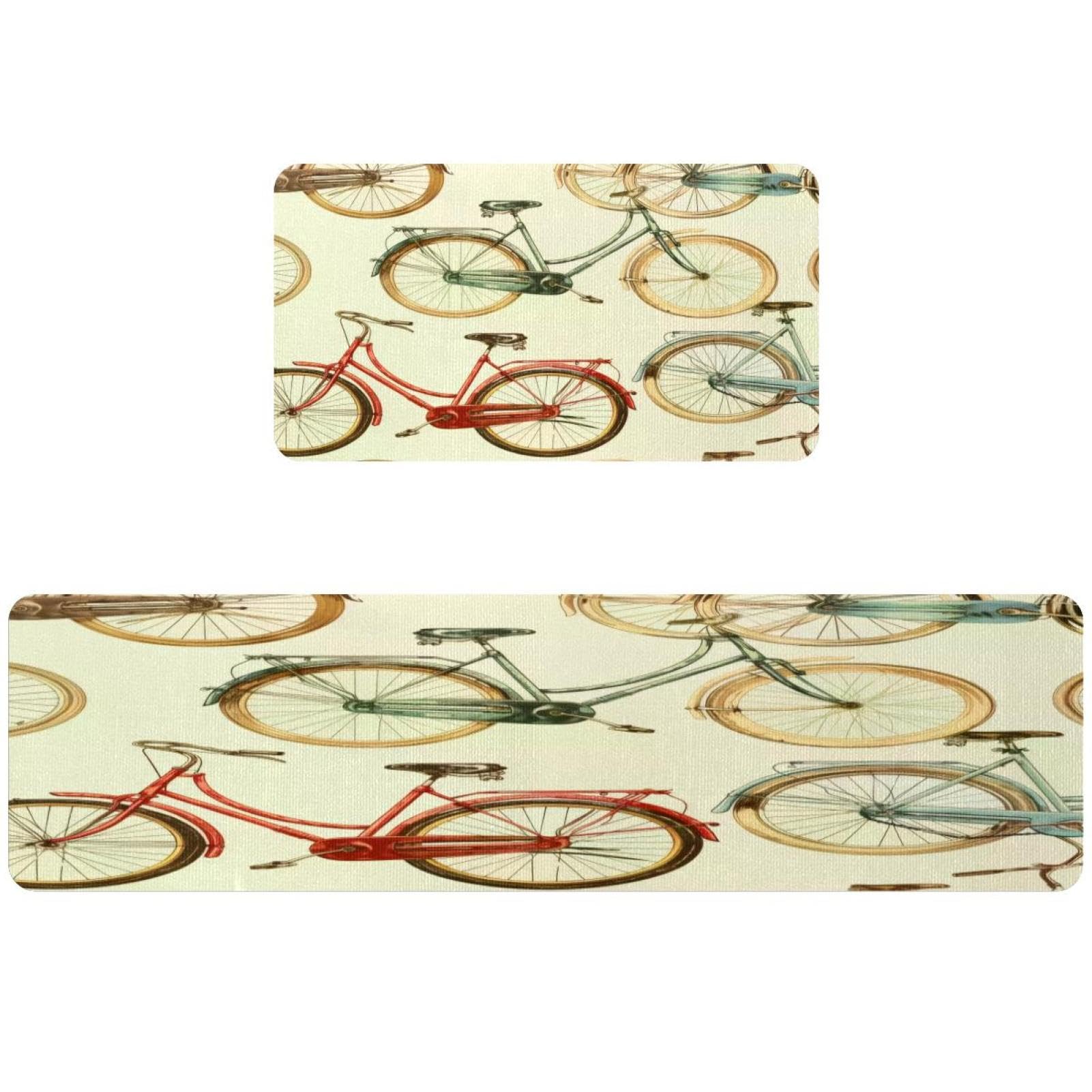 Tapis de cuisine vintage vélo antidérapant lavable pour couloir
