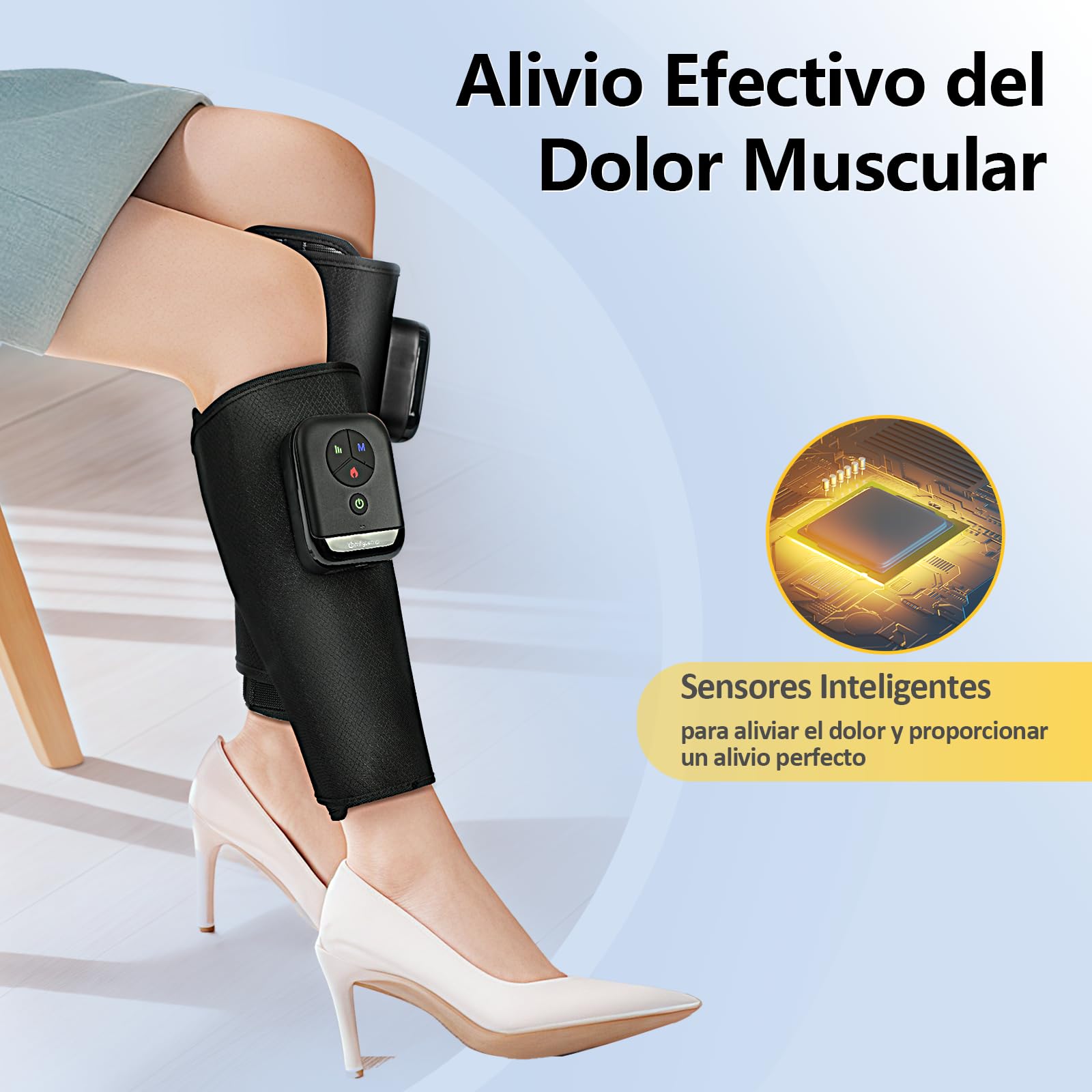 Comfytemp Pack de 2 Masajeadores de Piernas Inalámbricos, Adecuados para la pantorrilla 31-48 cm, Masajeador con Calor y Compresión, Batería 2500 mAh, Control por Aplicación DIY, Regalo para Padres