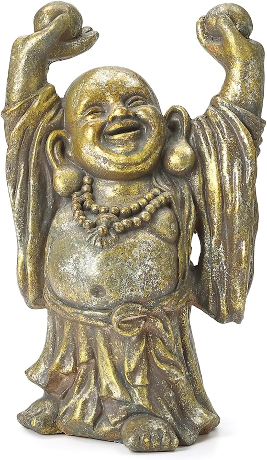 17" Laughing Buddha Statue Outdoor, Large Buddha Statue, Zen Garden Decor Gifts for Room/Patio/Deck/Porch Yard Art Decoration