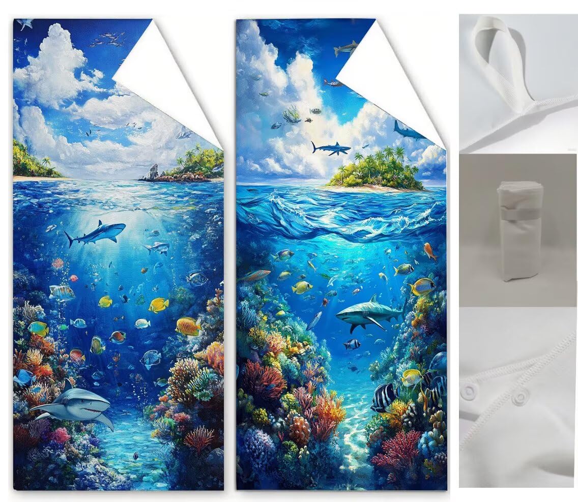 Ręcznik plażowy ocean ręczniki plażowe dla dorosłych 220 x 100 cm koralowy ręcznik z mikrofibry ręcznik kąpielowy bez piasku, chłonny szybkoschnący lekkie akcesoria plażowe do pływania, wakacji, jogi