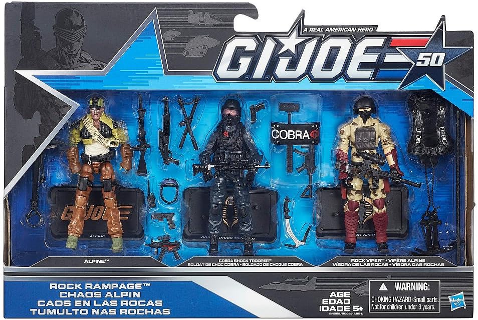 G.I. Joe 50th Anniversary Rock Rampage 3 Pack - Alpine, Cobra Shock Trooper & Rock Viper