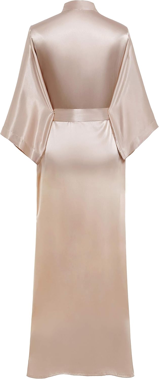 PRODESIGN Satin Kimono Robe Women Long Silky Kimono Bathrobe Sleepwear Wedding Bridesmaid Robe - Image 2
