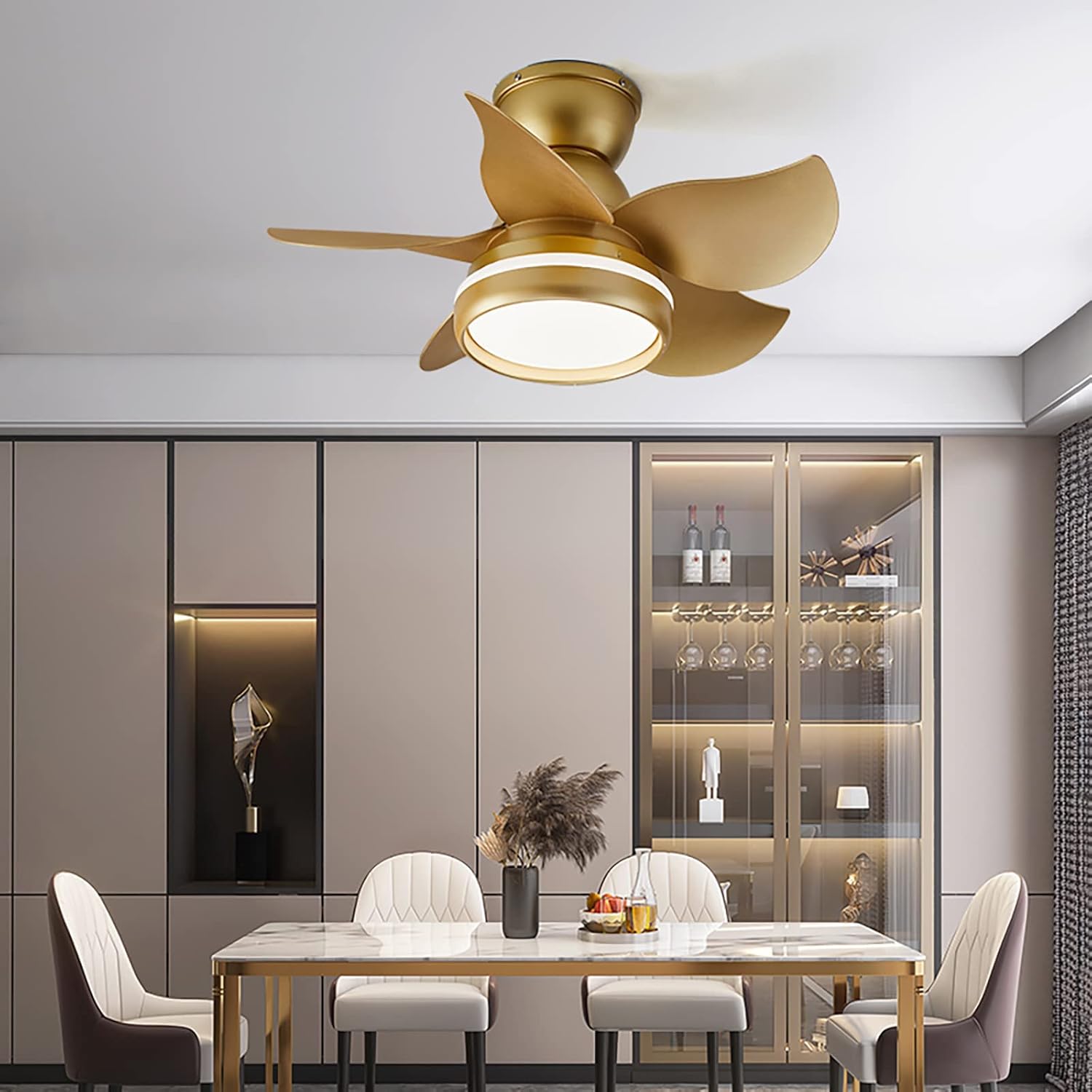 YUEGOO Ceiling Fans with Lamps,Ceiling Fan with Light Remote Control Led Ceiling Fan Light Winter Summer Reversible Fan Ceiling Light Dimmable 48W Modern Bedroom Child Room/D