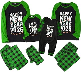 Matching Family Christmas Pajamas 2026 Happy New Year Xmas 2 Piece Sets Women Long Sleeve Top Pants Sleepwear