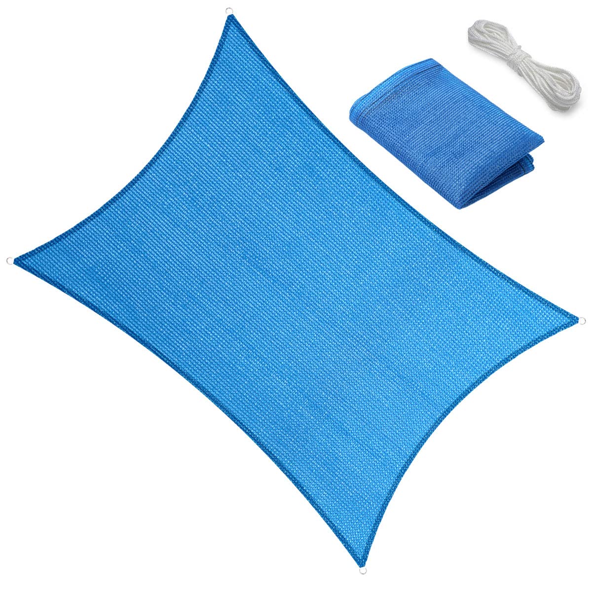 6' x 8' Sun Shade Sail Canopy Awning Permeable Fabric Pergola Cover, for Outdoor Patio Lawn Garden Backyard Carport, Blue