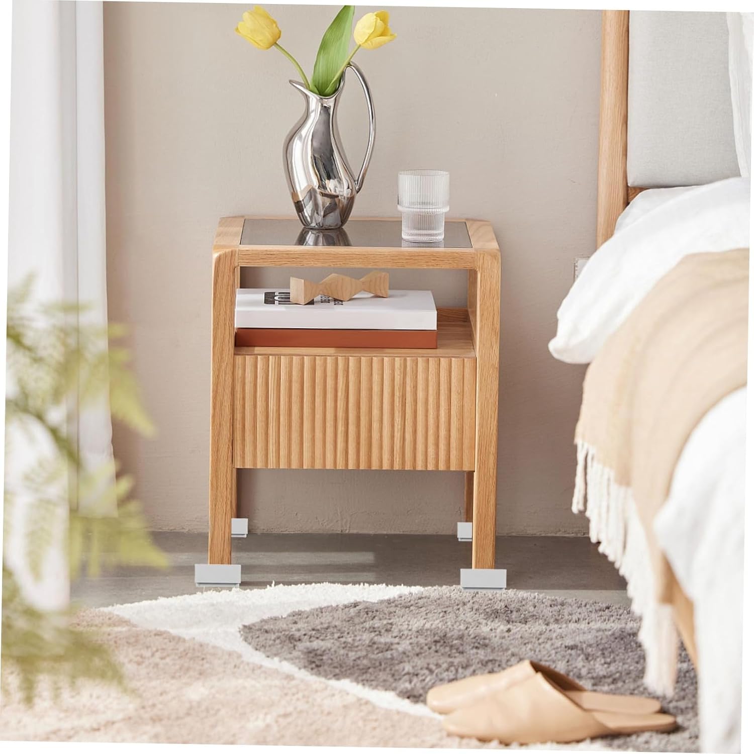 PRETYZOOM 4Pcs Heavy Duty Bed Risers Non Slip Furniture Height Boosters for Elevating Chairs Tables and Tables Foot Pads for Stable Support