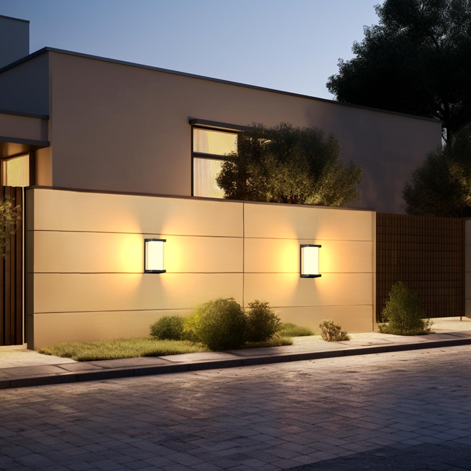2 Pack Dusk to Dawn Outdoor Wall Lamp Porch Lights,3 Color Modern Exterior Lighting Fixtures,Outdoor Waterproof for Front Porch Light,LED Wall Mount Sensor Outside Lights for House,Garage,Yard