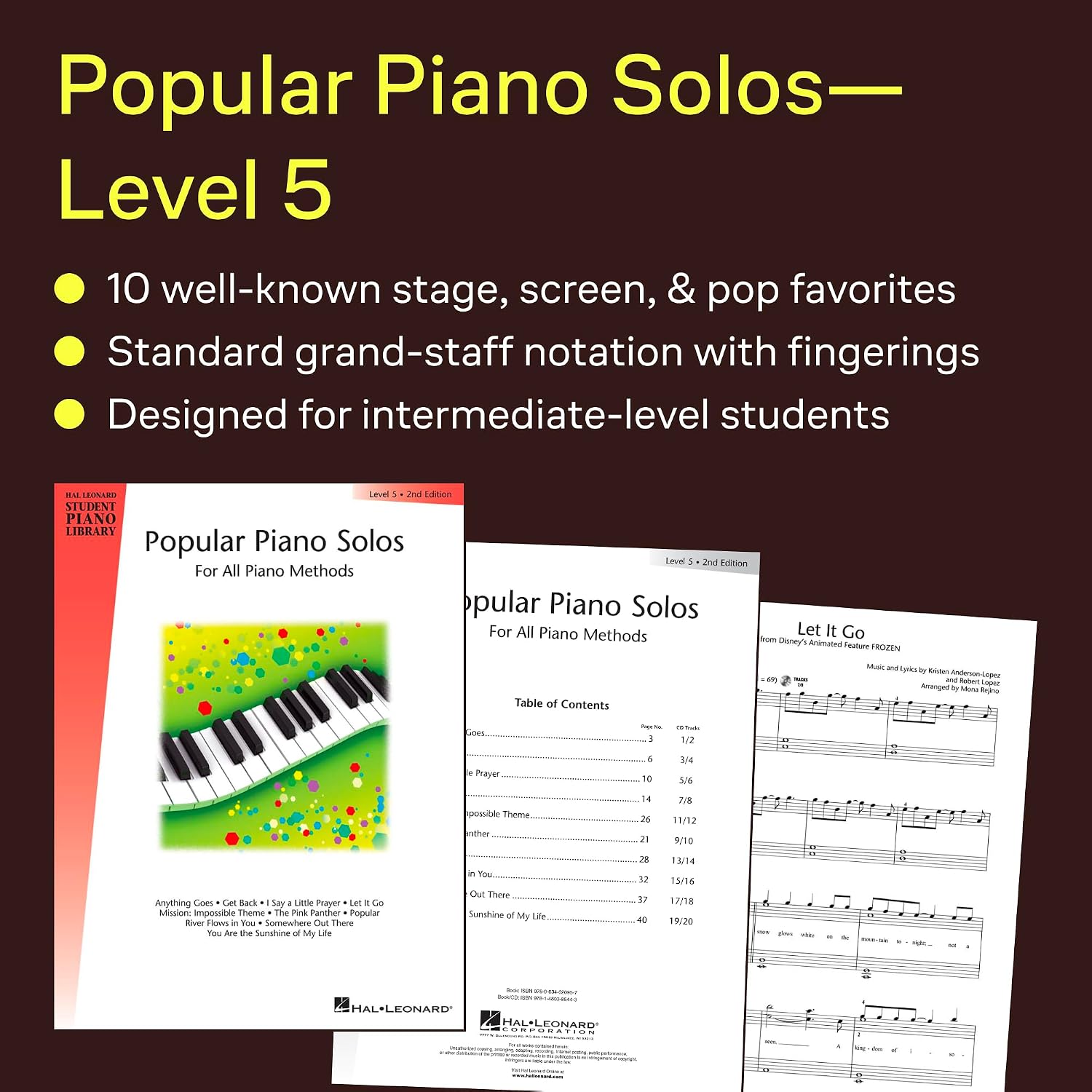 Popular Piano Solos - Level 5 Songbook | Intermediate Piano Players | Disney Movie Themes TV Film Music & Classic Pop Hits | Solo Piano Sheet Music for Study Practice and Performance Collection image 5