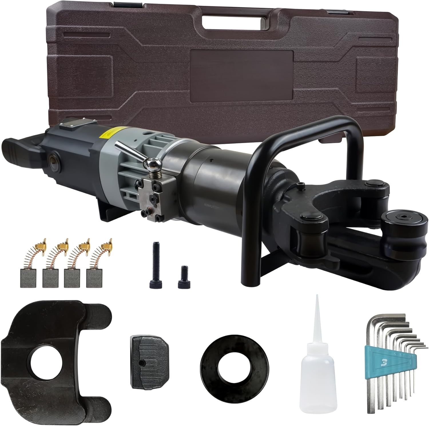 1800W Industrial Electric Hydraulic Rebar Bender & Straightener, 1” Handheld Portable Rebar Bending Machine,3-5s Fast Bending for 4-25mm (Max#8) Rebar,Bending Angle 0-90°,with Portable Toolbox,NRB-25B