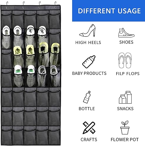 Miniatura 8 de Organizador de zapatos de 35 bolsillos para colgar en la puerta, organizador de zapatos de gran capacidad para hombres y mujeres, niños, armario,