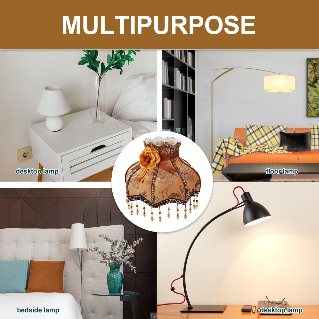 Retro Cloth Lampshade with Fringe Design European Style Table Lamp Cover for Bedroom and Living Room Elegant Beaded Lace Handsewn Scallop Shade Warm Atmosphere